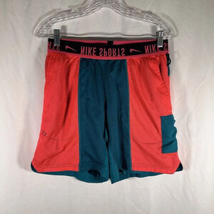 Nike Basketball Shorts Men's Small Pink Green Mesh Nike Sports Elastic Waist